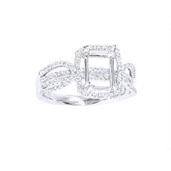 Genuine 14K White Gold 0.53CTW Diamond Semi Mount Ring - REF-68T9K