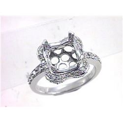 Genuine 14K White Gold 0.58CTW Diamond Semi Mount Ring - REF-68G2M