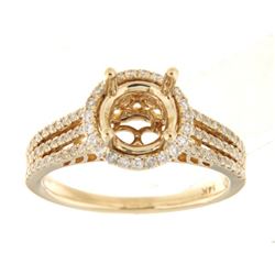 Genuine 14K Yellow Gold 0.5CTW Diamond Semi Mount Ring - REF-77Y3Z