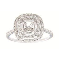 Genuine 14K White Gold 0.51CTW Diamond Semi Mount Ring - REF-67X3Y