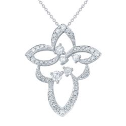 Genuine 0.62 TCW 18K White Gold Ladies Necklace - REF-62F3N