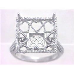 Genuine 14K White Gold 0.38CTW Diamond Semi Mount Ring - REF-63H6W