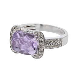 Genuine 18K WhiteGold 4.3CTW Citrine&Diamond Fashion Ring - REF-37F3N