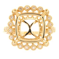 Genuine 14K Yellow Gold 0.25CTW Diamond Semi Mount Ring - REF-62R9H