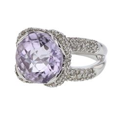 Genuine 14K WhiteGold 7.72CTW Amethyst Fashion Ring - REF-64Y4Z