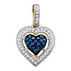 Image 1 : 0.20CTW White and Blue Diamond Heart 10KT Pendant Yellow Gold
