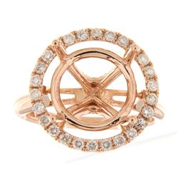 Genuine 14K Rose Gold 0.69CTW Diamond Semi Mount Ring - REF-88K2R