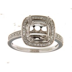 Genuine 14K White Gold 0.26CTW Diamond Semi Mount Ring - REF-56M2F