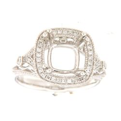 Genuine 14K White Gold 0.33CTW Diamond Semi Mount Ring - REF-67N9A