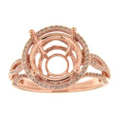 Genuine 14K Rose Gold 0.51CTW Diamond Semi Mount Ring - REF-85H3W
