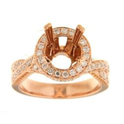 Genuine 14K Rose Gold 1CTW Diamond Semi Mount Ring - REF-142W6G