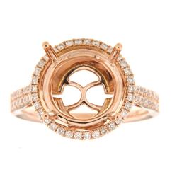 Genuine 14K Rose Gold 0.42CTW Diamond Semi Mount Ring - REF-77N3A