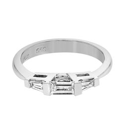 Platinum 0.2CTW Baguette Wedding Band  - REF-80W4G