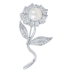 Genuine 1.42 TCW 14K White Gold Ladies Brooch - REF-158G3M