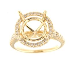Genuine 14K Yellow Gold 0.8CTW Diamond Semi Mount Ring - REF-103X2Y