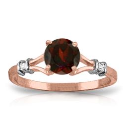 1.07 ctw Garnet & Diamond Ring Jewelry 14KT Rose Gold