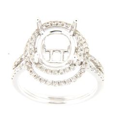 Genuine 14K White Gold 0.71CTW Diamond Semi Mount Ring - REF-81H7W