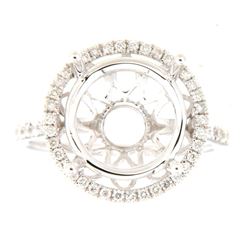Genuine 14K White Gold 0.4CTW Diamond Semi Mount Ring - REF-66R5H