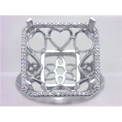 Genuine 14K White Gold 0.38CTW Diamond Semi Mount Ring - REF-80F4N