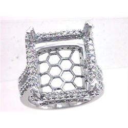 Genuine 14K White Gold 1.13CTW Diamond Semi Mount Ring - REF-148M4F