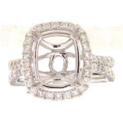 Genuine 14K White Gold 1.41CTW Diamond Semi Mount Ring - REF-147A6X