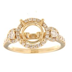 Genuine 14K Yellow Gold 0.64CTW Diamond Semi Mount Ring - REF-80H2W