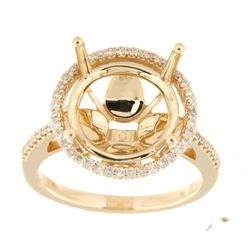 Genuine 14K Yellow Gold 0.32CTW Diamond Semi Mount Ring - REF-75K5R