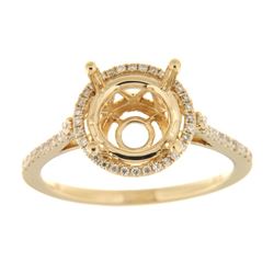 Genuine 14K Yellow Gold 0.26CTW Diamond Semi Mount Ring - REF-45W7G