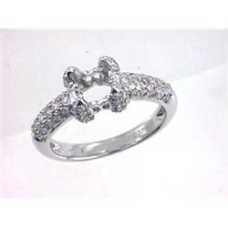 Genuine 14K White Gold 0.79CTW Diamond Semi Mount Ring - REF-64Z9T