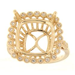 Genuine 14K Yellow Gold 0.26CTW Diamond Semi Mount Ring - REF-70T4K