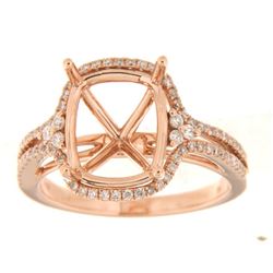 Genuine 14K Rose Gold 0.42CTW Diamond Semi Mount Ring - REF-68R2H