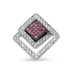 Genuine 14K White Gold 1.47CTW Diamond&Ruby Pendant - REF-93Z4T