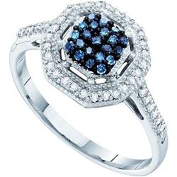0.25CTW White and Blue Diamond Anniversary 10KT Ring White Gold