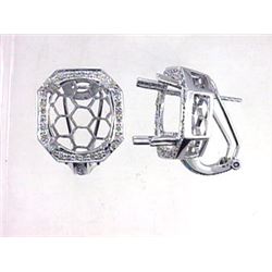 Genuine 14K White Gold 0.8CTW Diamond Semi-Mount Earrings - REF-127X9Y