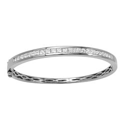 Genuine 18K White Gold 2.68CTW Diamond Bangle - REF-570T5K
