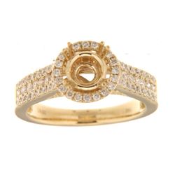 Genuine 14K Yellow Gold 0.65CTW Diamond Semi Mount Ring - REF-95Z9T