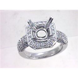 Genuine 18K White Gold 0.85CTW Diamond Semi Mount Ring - REF-167T4K