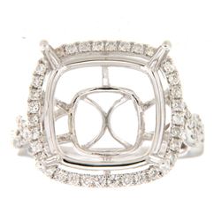 Genuine 14K White Gold 0.59CTW Diamond Semi Mount Ring - REF-91G4M