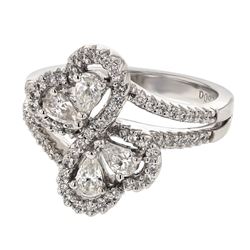 Genuine 18K WhiteGold 0.92CTW Sapphire Fashion Ring - REF-182F3N