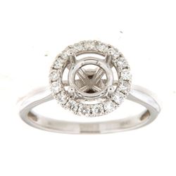 Genuine 14K White Gold 0.43CTW Diamond Semi Mount Ring - REF-63N3A