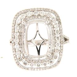 Genuine 14K White Gold 1.17CTW Diamond Semi Mount Ring - REF-141X2Y
