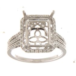 Genuine 14K White Gold 0.52CTW Diamond Semi Mount Ring - REF-84R6H