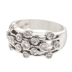 Genuine 18K White Gold 0.41CTW Diamond Fashion Ring - REF-38F3N