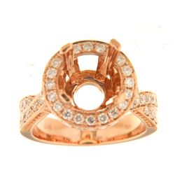 Genuine 14K Rose Gold 1.17CTW Diamond Semi Mount Ring - REF-166F3N
