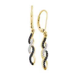 0.35CTW White and Black Diamond Anniversary 14KT Earrings Yellow Gold