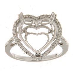 Genuine 14K White Gold 0.24CTW Diamond Semi Mount Ring - REF-57Y2Z