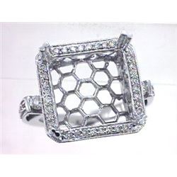 Genuine 14K White Gold 0.58CTW Diamond Semi Mount Ring - REF-83A4X