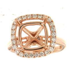 Genuine 14K Rose Gold 0.69CTW Diamond Semi Mount Ring - REF-90T6K