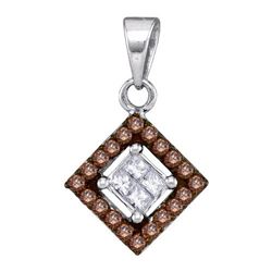 0.33CTW White and Champagne Diamond Micro-Pave 10KT Pendant White Gold