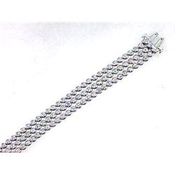 Genuine 18K White Gold 3.35CTW Diamond Multi-Row Bracelet - REF-470R2H